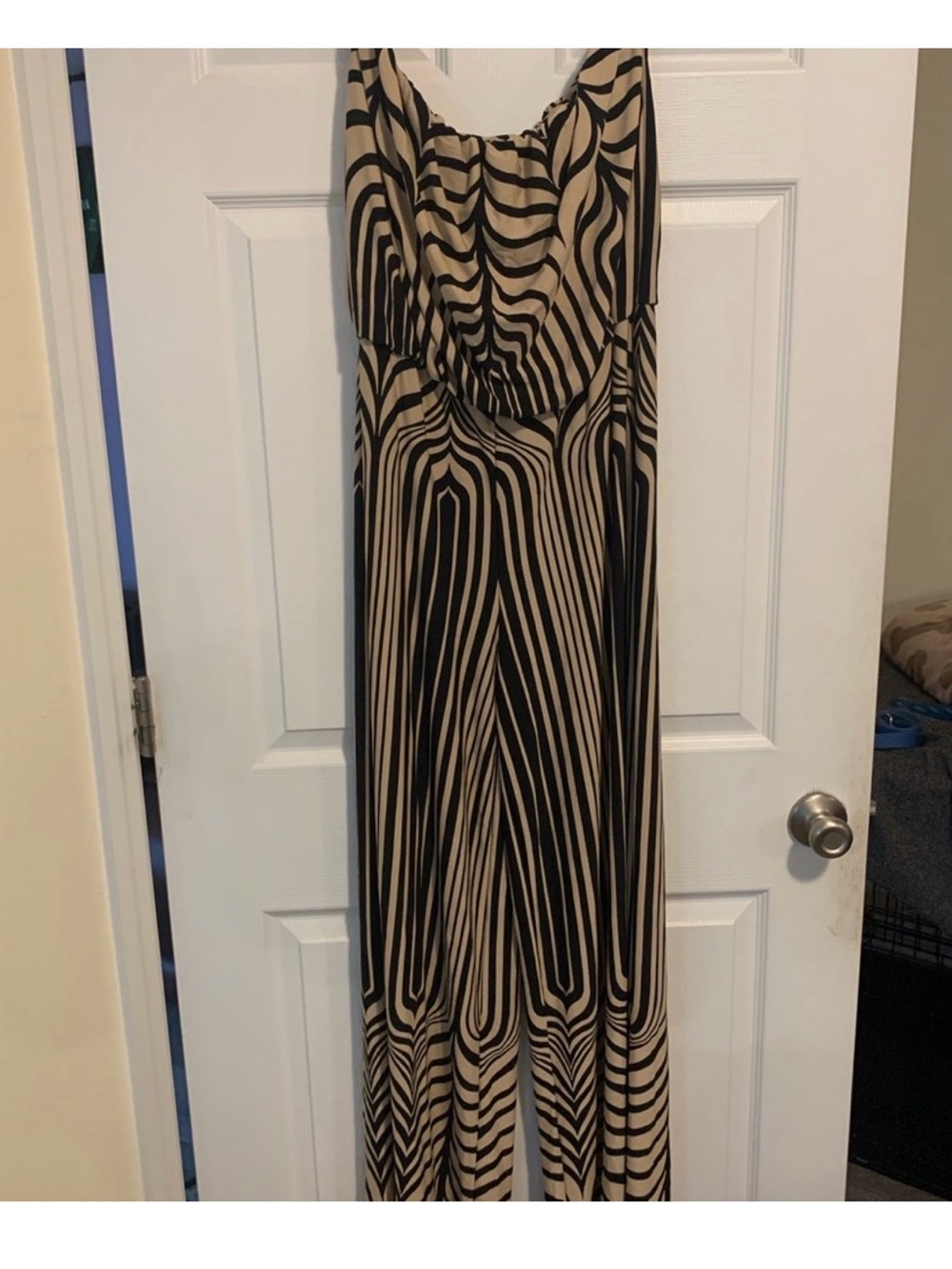 Symphony 2X Black and Tan Striped Jumpsuit
